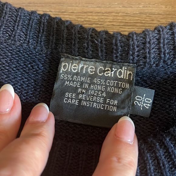 Vintage Pierre Cardin sweater sequins beaded patches navy blue size 40 - Picture 9 of 14